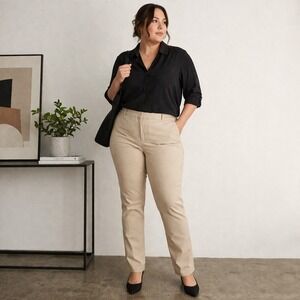Old Navy Pixie Skinny Pants Mid Rise Stretch Khaki Women's 14 Tall Workwear